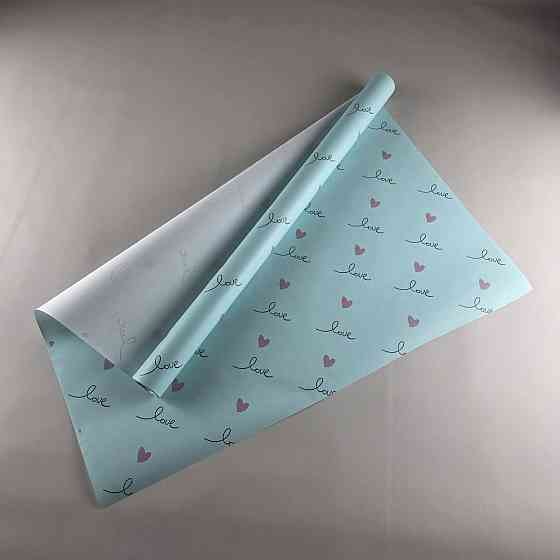Рулон 8 м бумага подарочная с печатью (38) для цветов (h660) №811 Салатовый LOVE (1 шт) Харьков