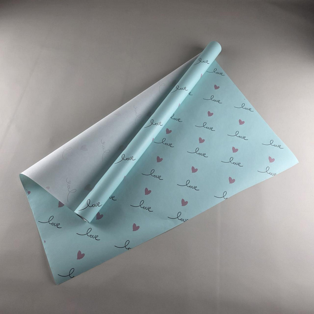 Рулон 8 м бумага подарочная с печатью (38) для цветов (h660) №811 Салатовый LOVE (1 шт) Харьков - изображение 1