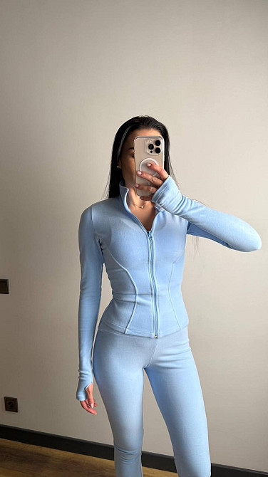 Жіночий термо костюм-трійка: кофта топ і лосини трикотаж пума Блакитний, 42/44 Одеса - фото 2