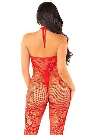 Бодистокинг Leg Avenue Seamless Net and Lace Lingerie Jumpsuit One Size, Red Sex Aura Киев