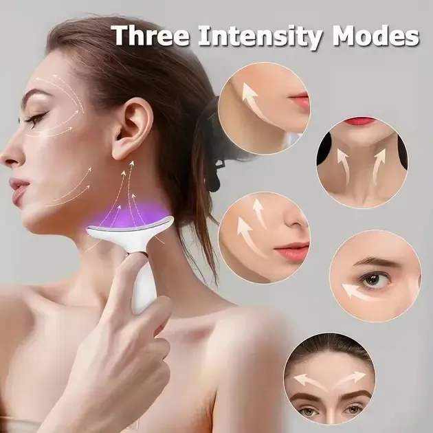 Аккумуляторный электрический массажер для лица Neck Beauty Device с LED-дисплеем, 7 режимов, USB-зарядка Коломия - фото 2