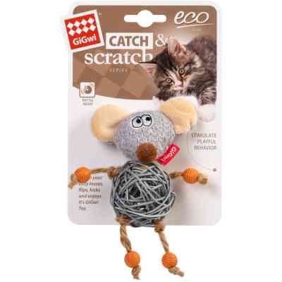 Іграшка для котів GiGwi Catch&amp;Scratch Миша з дзвіночком 8 см (2300) Вінниця