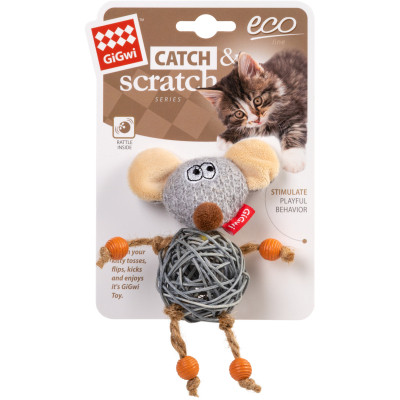 Іграшка для котів GiGwi Catch&amp;Scratch Миша з дзвіночком 8 см (2300) Вінниця - фото 2