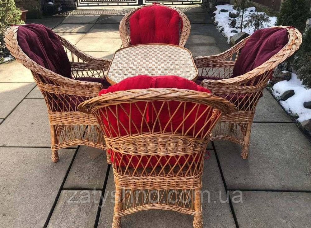 Меблі з лози з червоними накидками Київ - фото 4