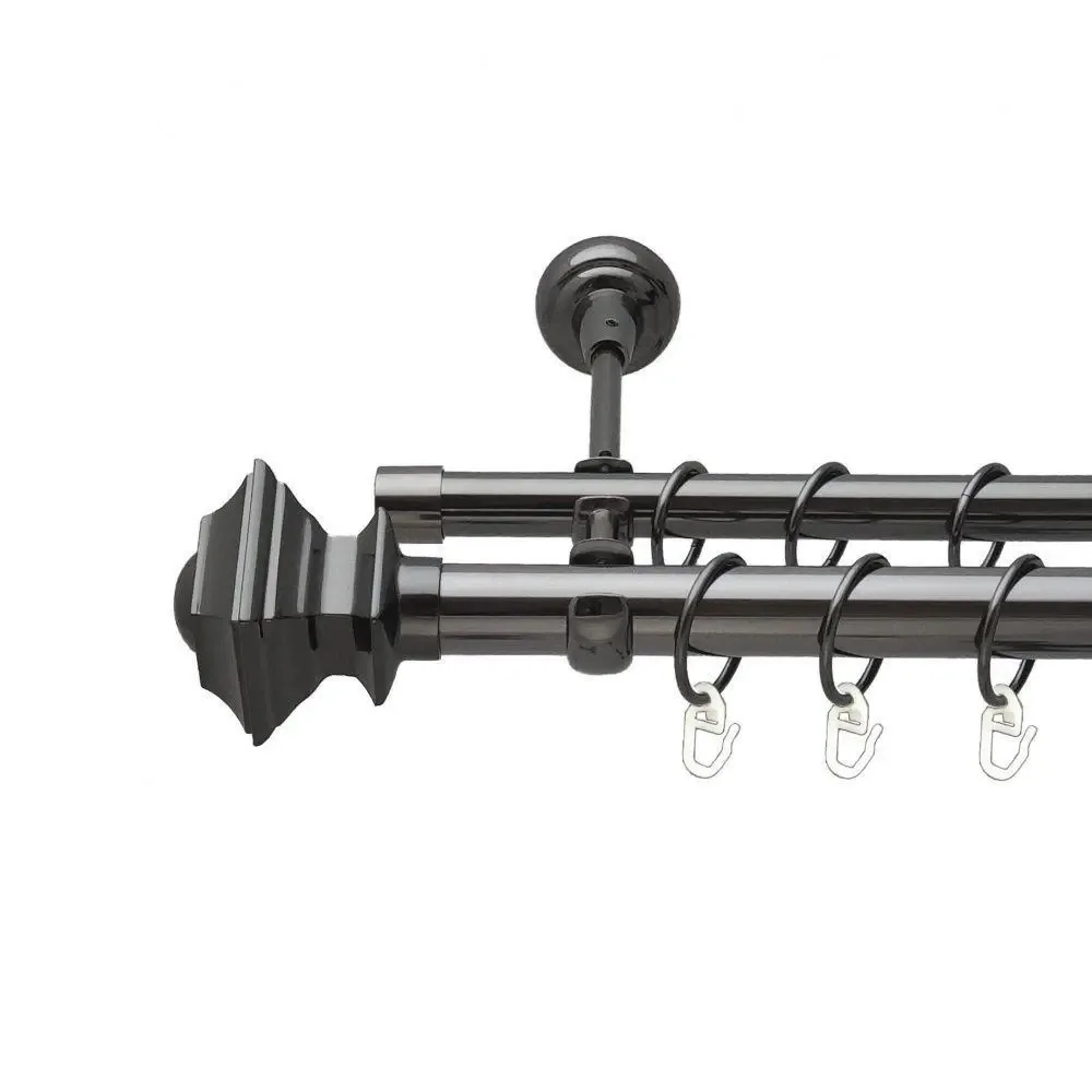 Карниз Orvit Борджеза металевий дворядний відкритий гладка труба кільце металеве Онікс 25\16 мм 240 см Львов - изображение 1