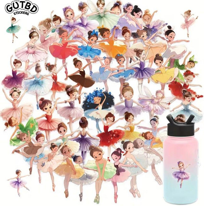Набор наклеек балерины 50 шт, декоративные виниловые стикеры балет Киев - изображение 1