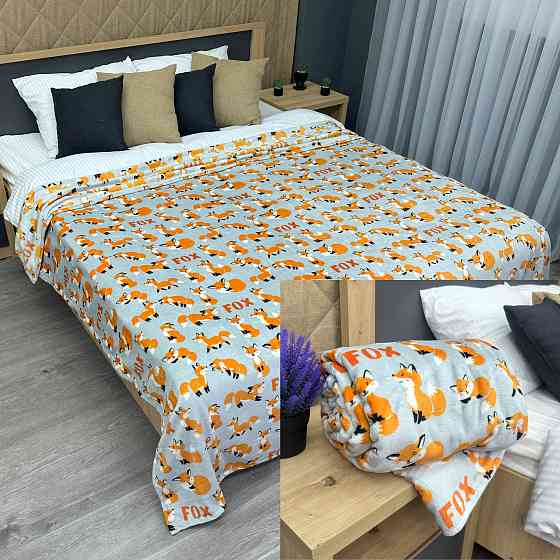 Плед-покривало Decorator WellSoft FOX 200х205 см з принтом "Лисички" (87-189) Київ