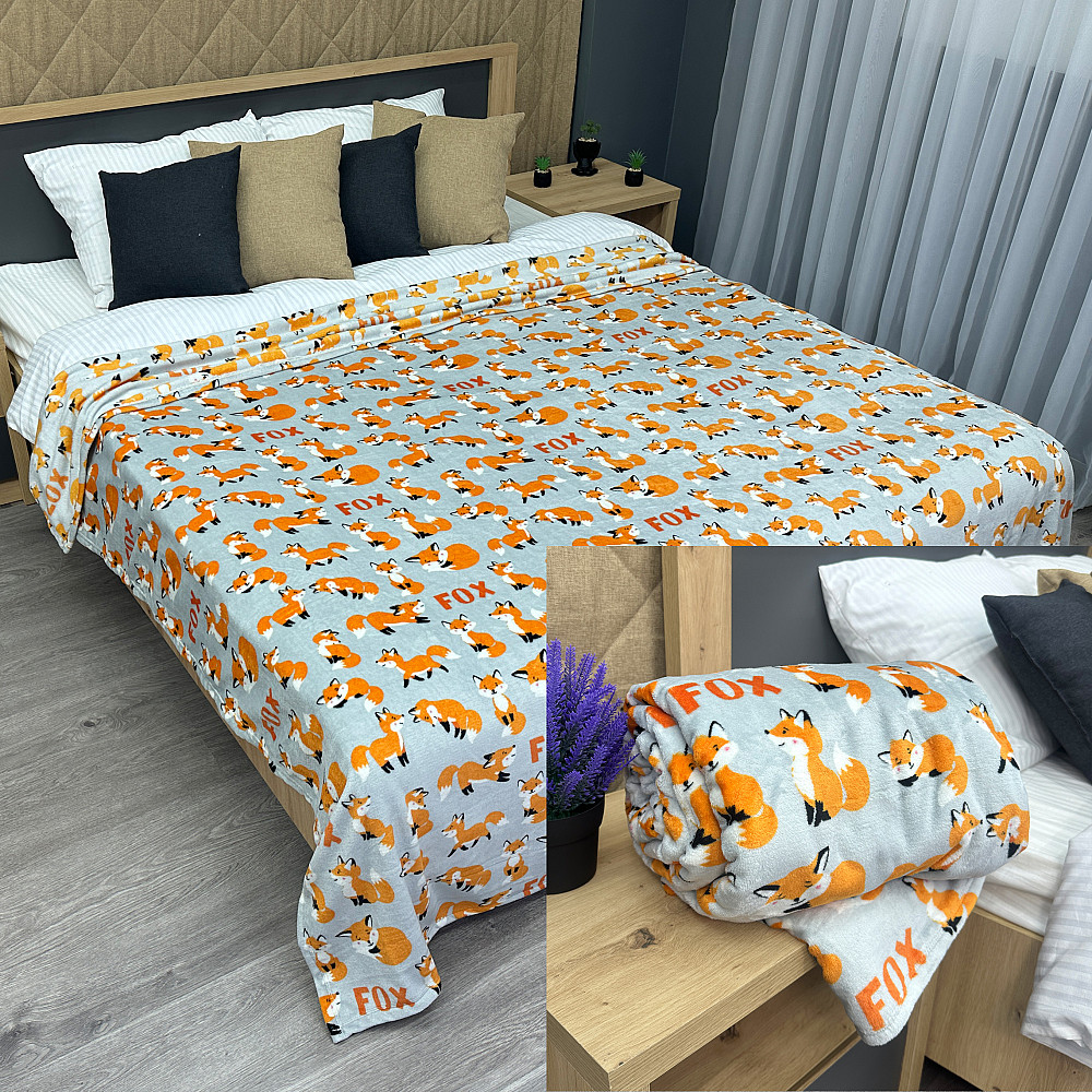 Плед-покривало Decorator WellSoft FOX 200х205 см з принтом "Лисички" (87-189) Київ - фото 1