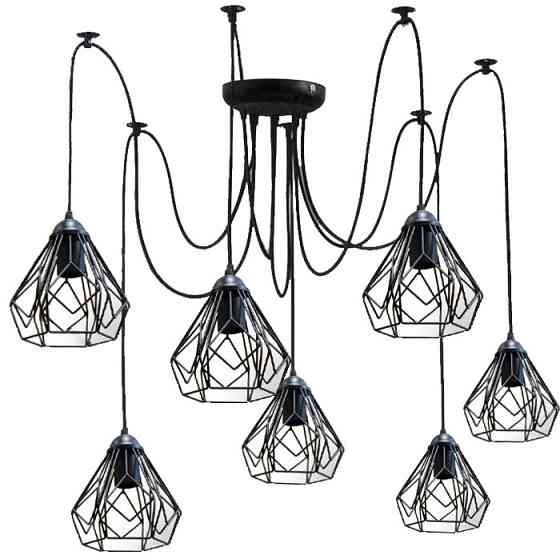 Подвесная люстра паук лофт 7 ламп Е27 черная Milan 538-7 Одесса