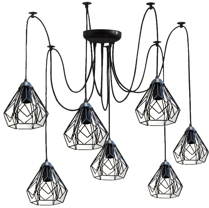 Подвесная люстра паук лофт 7 ламп Е27 черная Milan 538-7 Одесса - изображение 1