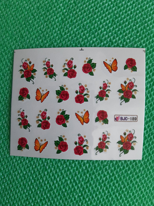 Наклейки на ногти цветки и бабочки - размер стикера 6*5см, инструкция по применению есть в описании товара Киев - изображение 1