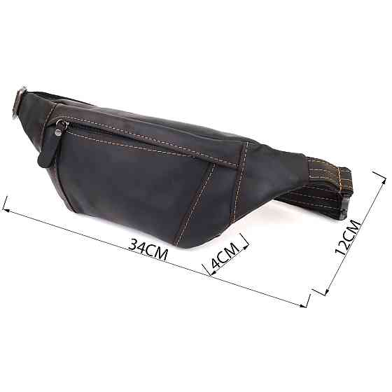 Стильная сумка-бананка для мужчин из натуральной винтажной кожи Shvigel 23120 Черный Киев