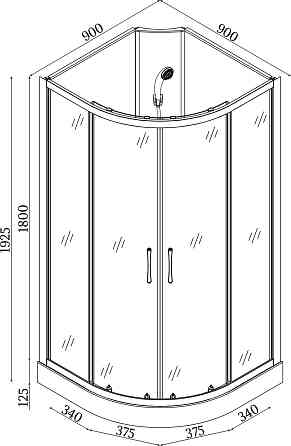 Душовий бокс півкруглий без даху SAN L90GBB BRAVO (3уп.) Київ
