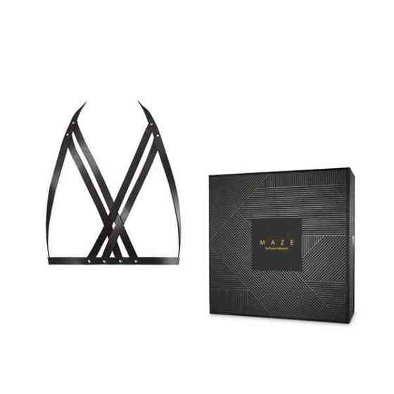 Портупея Bijoux Indiscrets MAZE — Halter Bra Harness Black Sex Aura Київ