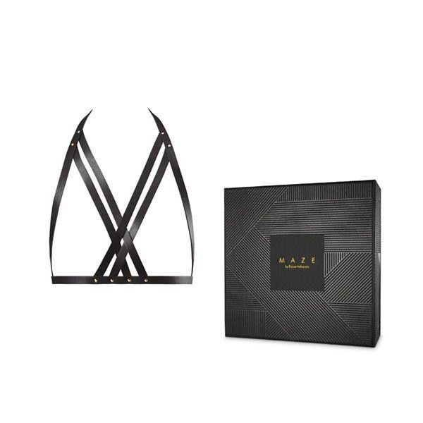 Портупея Bijoux Indiscrets MAZE — Halter Bra Harness Black Sex Aura Київ - фото 2