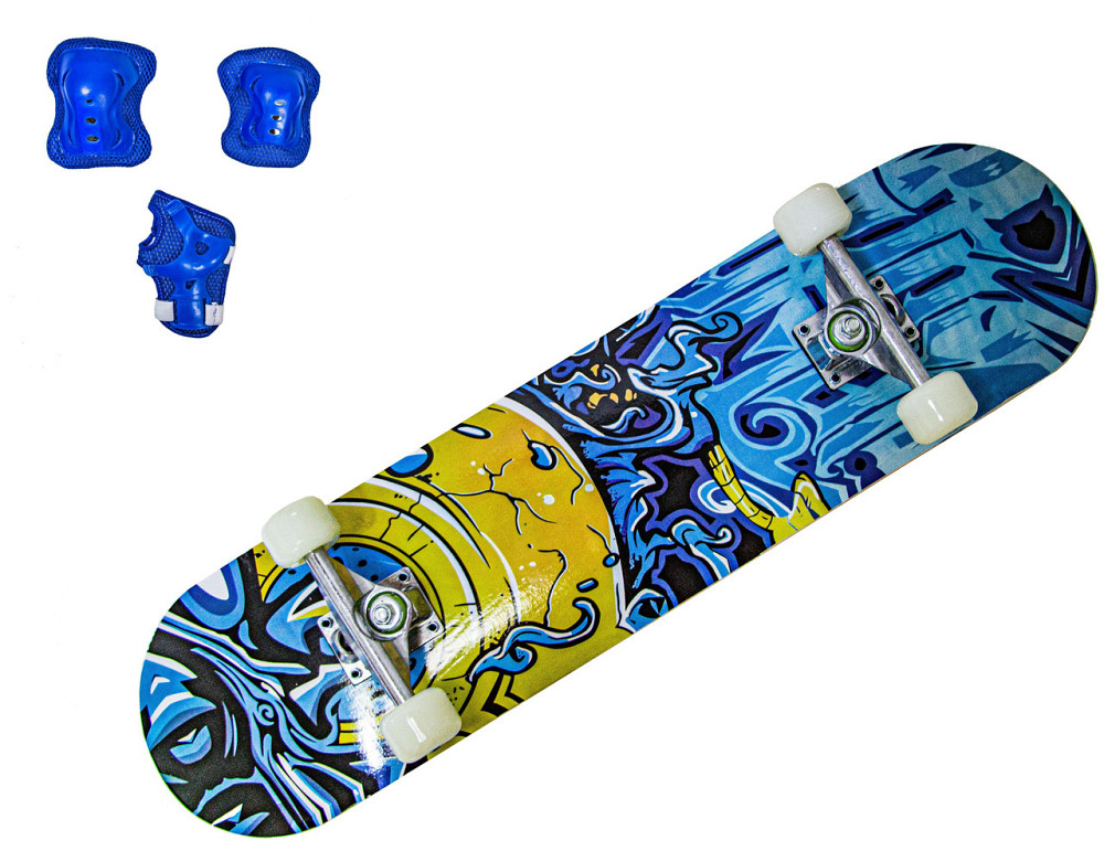 Скейт "Graffity Blue" із захистом у комплекті. Навантаження до 85 кг Одеса - фото 1