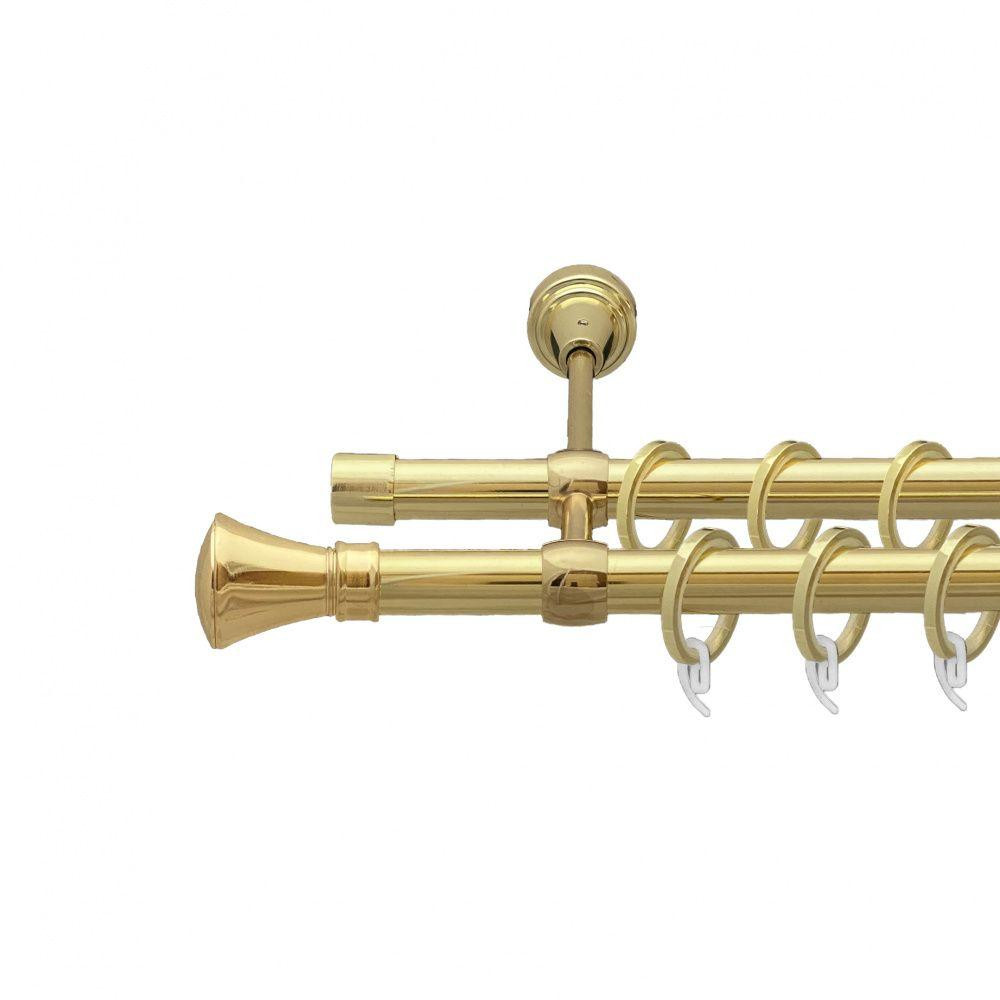 Карниз Orvit Люксор металевий дворядний литий гладка труба кільце фасонне металеве  Золото 19\19 мм 240 см (00-00009480) Львів - фото 1