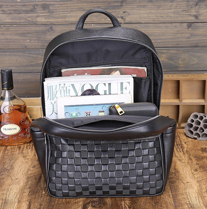 Чорний чоловічий шкіряний рюкзак для ноутбука Tiding Bag Київ - фото 7