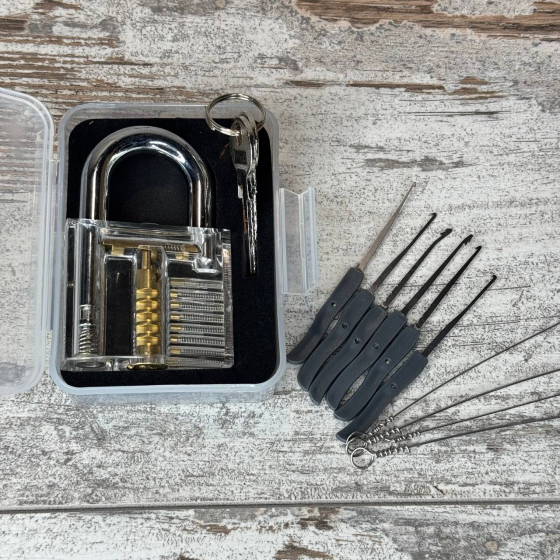 Прозорий замок для практики, тренувальний набір слюсаря з прозорим корпусом Київ