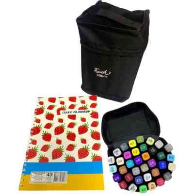 Художественный маркер Touch двухсторонних скетч маркеров 36 шт в чехле + блокнот А5 (40 л) в ассортименте для девочек (XK-MRK-GRL) Вінниця