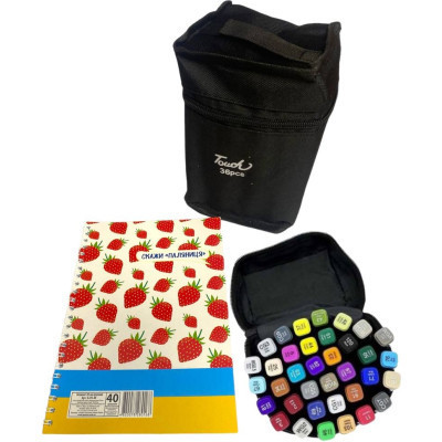 Художественный маркер Touch двухсторонних скетч маркеров 36 шт в чехле + блокнот А5 (40 л) в ассортименте для девочек (XK-MRK-GRL) Вінниця - фото 2