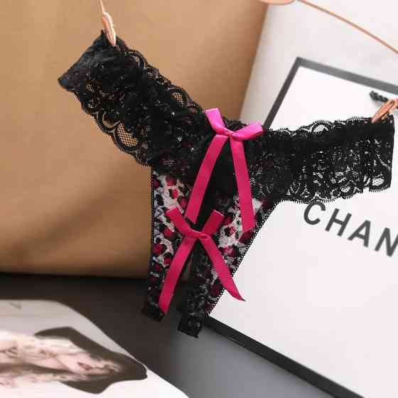 Стрінги з розрізом леопардові рожеві - розмір універсальний, резинка до 80см Київ