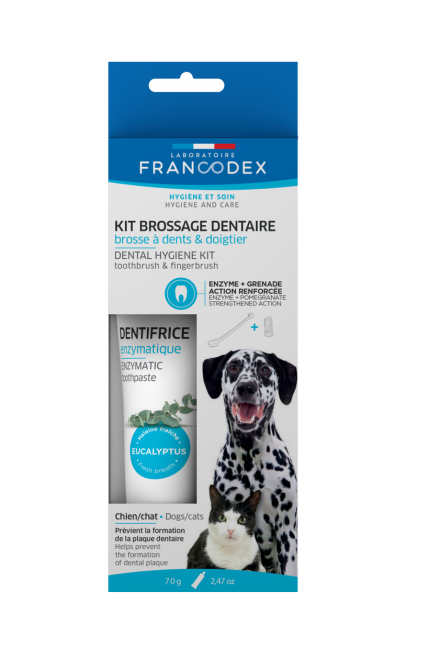 Набор Francodex (Франкодекс) ферментная зубная паста+щетка для собак и кошек, 70 г Киев - изображение 1