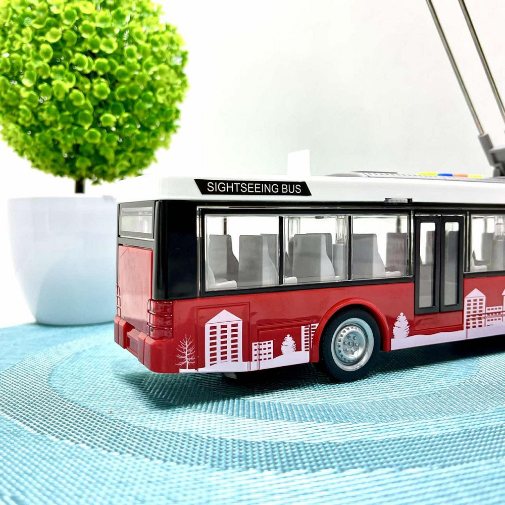 Тролейбус з інерцією підсвічуванням і звуком відчиняються двері Червоний (WY911AB) Чернігів - фото 2