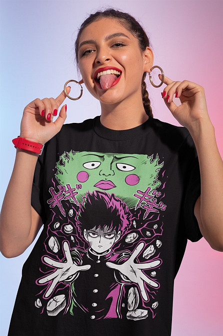 Футболка мужская аниме Аниме Манга Моб Псйкхо оверсайз (S/M/L) Черний AnimeJ0450 Днепр - изображение 1