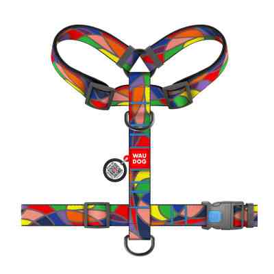 Шлей для собак WAUDOG Nylon анатомическая H-образная с QR-паспортом "Витраж" пластиковый фастекс XL (323-0051) Винница