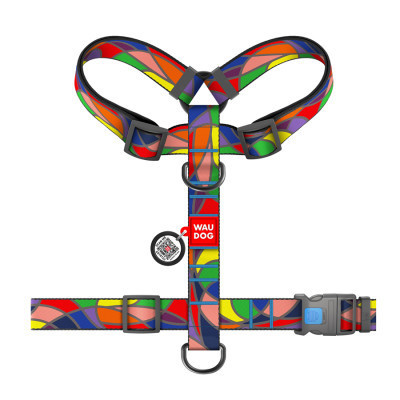 Шлея для собак WAUDOG Nylon анатомічна H-подібна з QR-паспортом "Вітраж" пластиковий фастекс XL (323-0051) Вінниця - фото 2