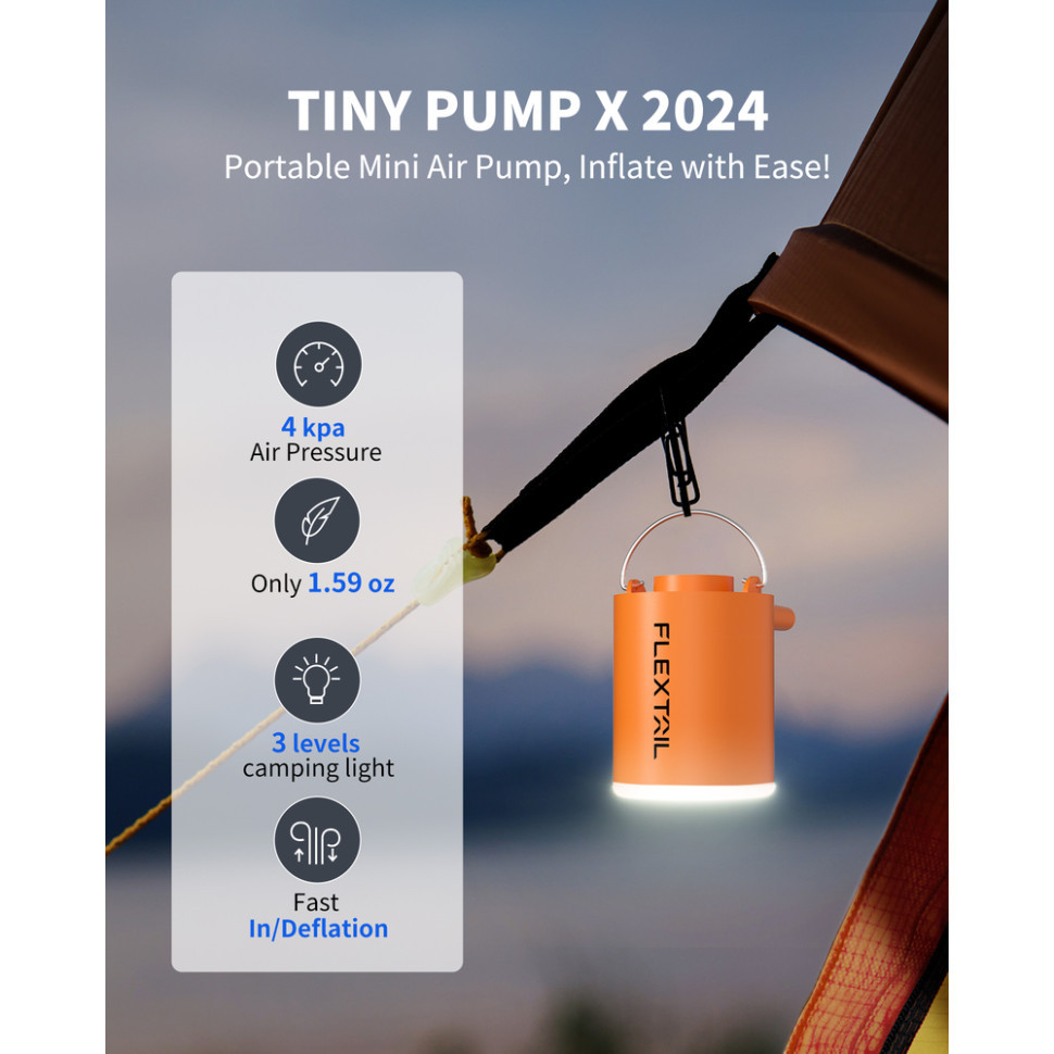 Насос-ліхтар кемпінговий Flextail Tiny Pump Х, помаранчевий Київ - фото 2