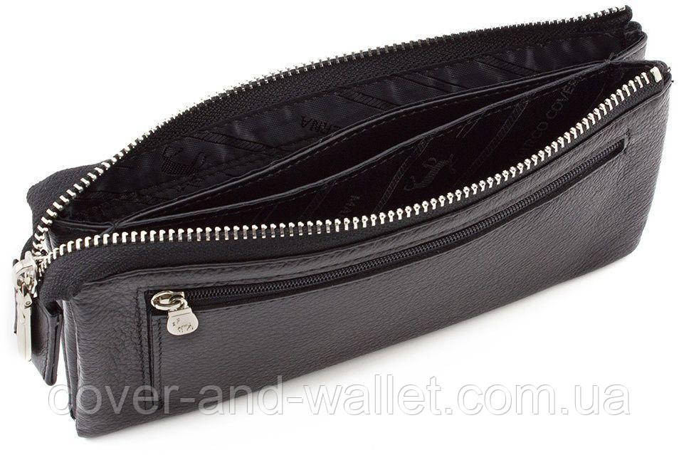 Кожаный кошелек клатч черного цвета на магнитах и змейке Marco Coverna MC 6052 Киев - изображение 7