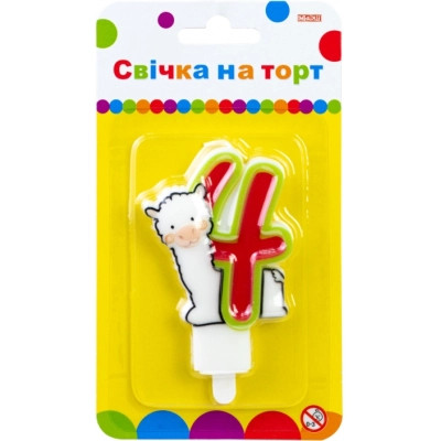 Свічка Maxi Llama "4" висотою 7,62 см (MX622068-4) Вінниця - фото 1