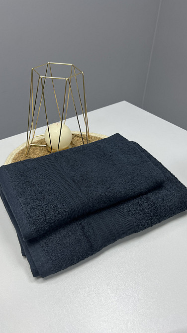 Комплект полотенец с бордюром Ideal Textile 2 шт (50х90+70х140 см) 500 г/м2 (56860401) Графітовий Черновцы - изображение 6