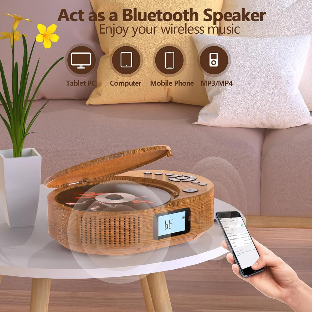 CD/MP3-програвач Arafuna з FM-радіо Bluetooth AUX із вбудованим акумулятором та динаміками Дніпро - фото 7