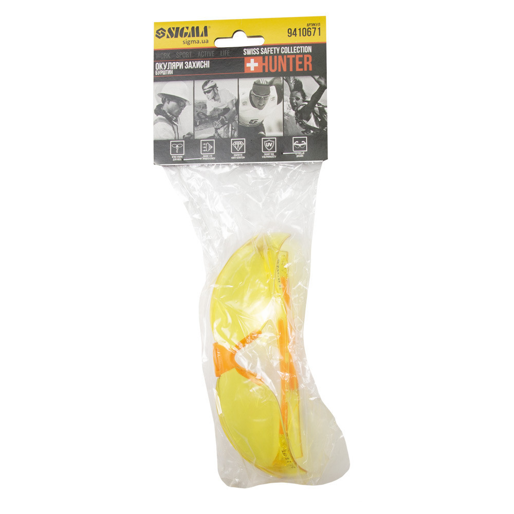 Очки защитные Hunter anti-scratch (янтарь) SIGMA (9410671) Киев - изображение 7