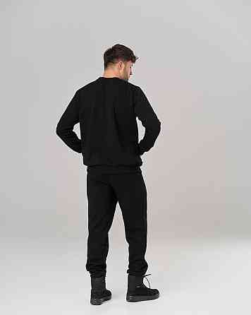 Чоловічий теплий костюм зі штанами чорний — Байка — однотонний Tom John 93401 Київ