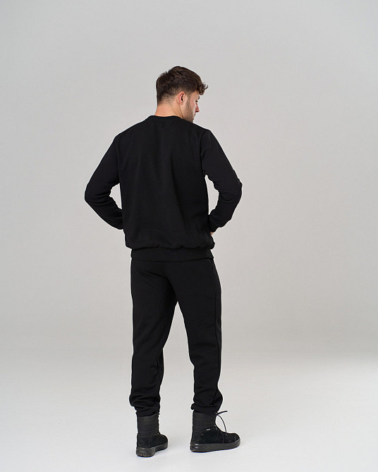 Чоловічий теплий костюм зі штанами чорний — Байка — однотонний Tom John 93401 Київ - фото 5