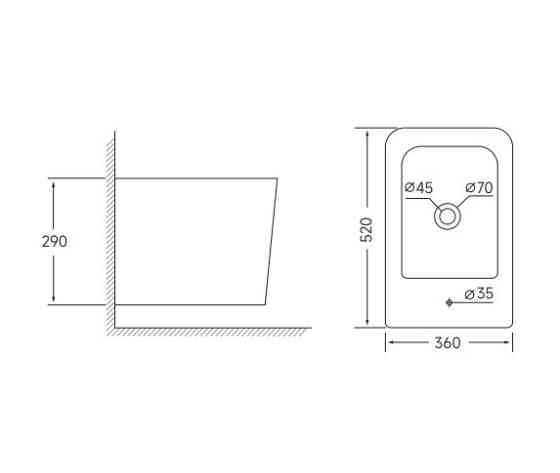 Биде подвесное Mixxus QUADRO-0502 520x360x290mm (MI6713) Киев