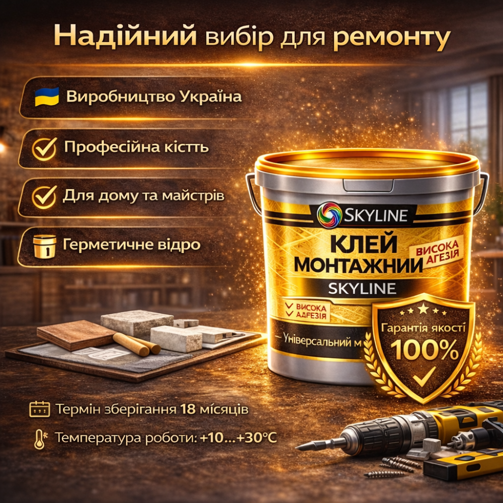 Клей монтажний акриловий 0.5 кг Skyline універсальний вологостійкий білий для декору, плінтусів та ПВХ Харків - фото 10