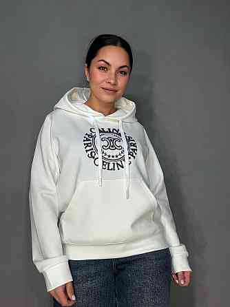 Худи женское A-N 30077 с капюшоном и ажурной вышивкой молочное, молочний, L Киев