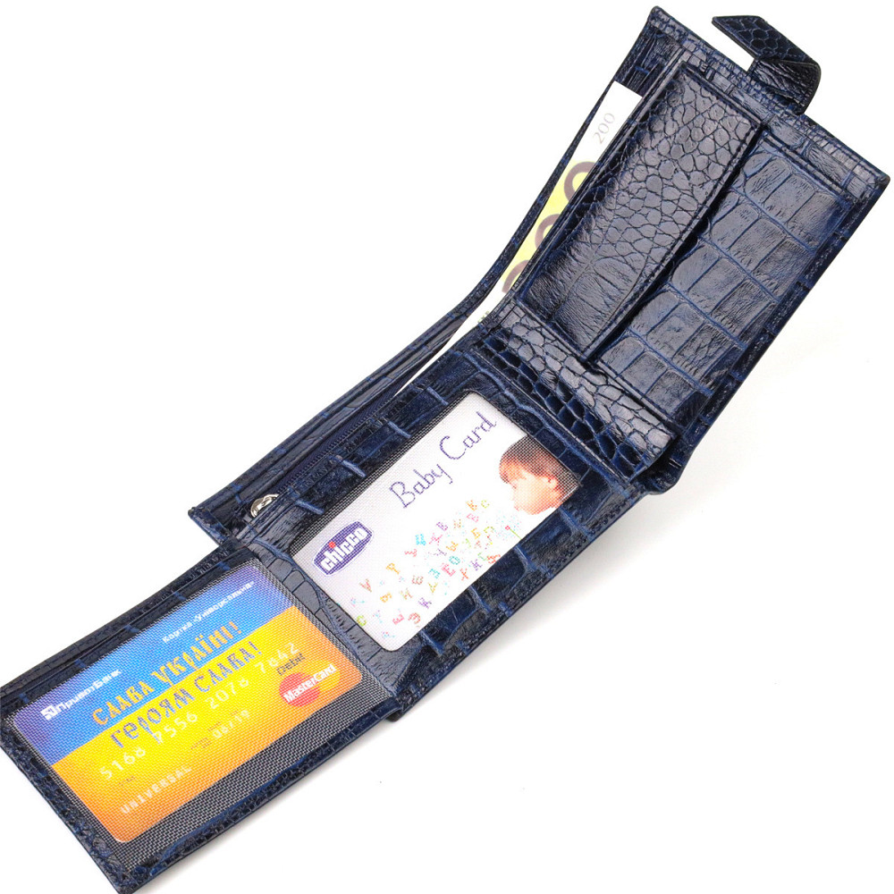 Мужской стильный кошелек горизонтального формата из натуральной кожи с тиснением под крокодила CANPELLINI Киев - изображение 7