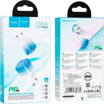 Зарядний пристрій HOCO C101A USB-C PD20W Ice Blue (6931474769374) Вінниця