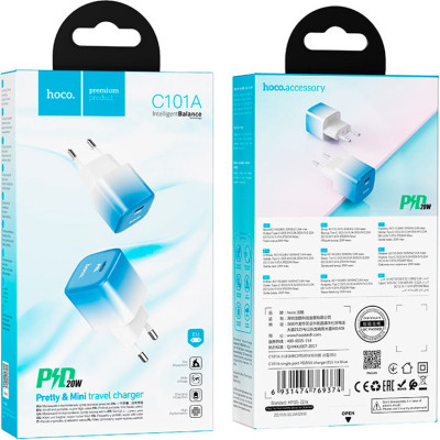 Зарядное устройство HOCO C101A USB-C PD20W Ice Blue (6931474769374) Винница - изображение 6