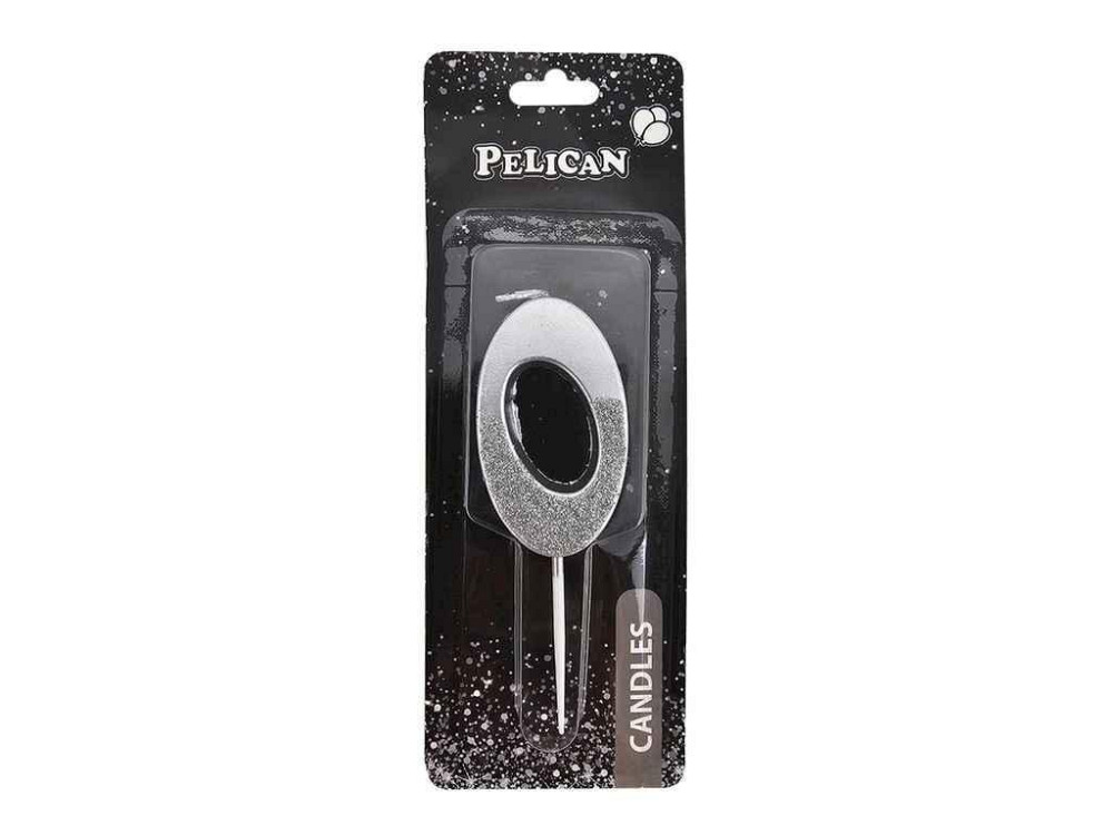 Свеча-цифра 0 5см серебро с блестками арт.863310 ТМ PELICAN Киев - изображение 1