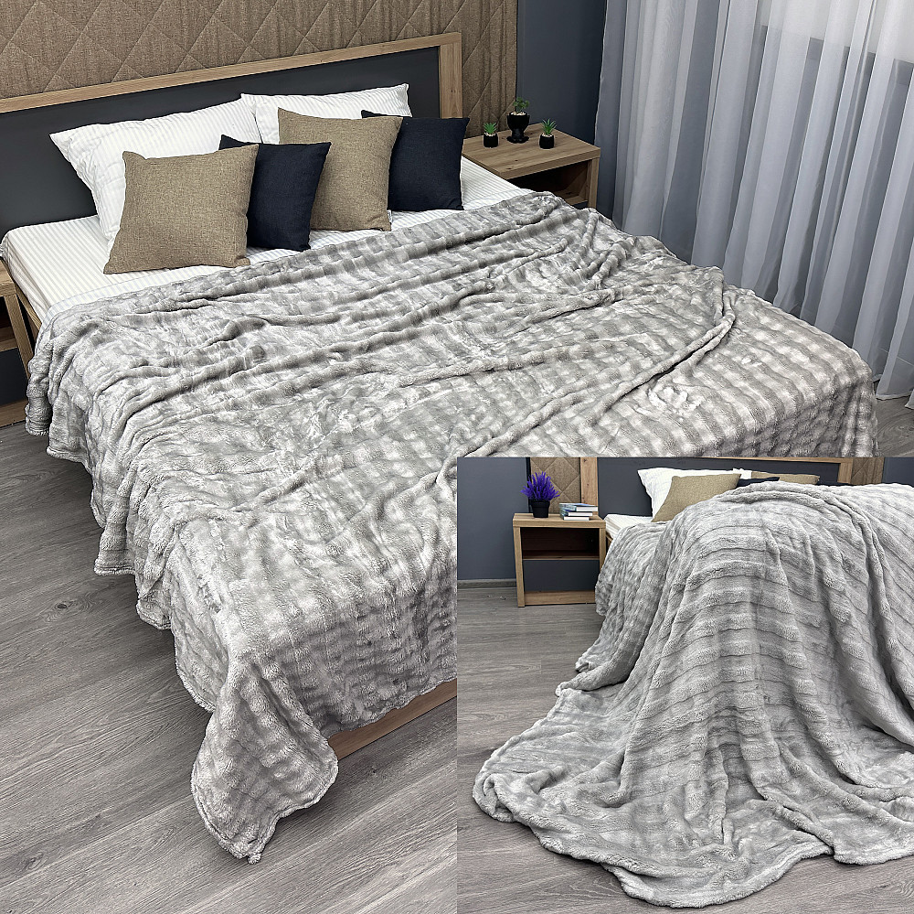 Плед-покривало 200х230 см (+-5см) Soft Night Світло-сірий (87-138) Київ - фото 1