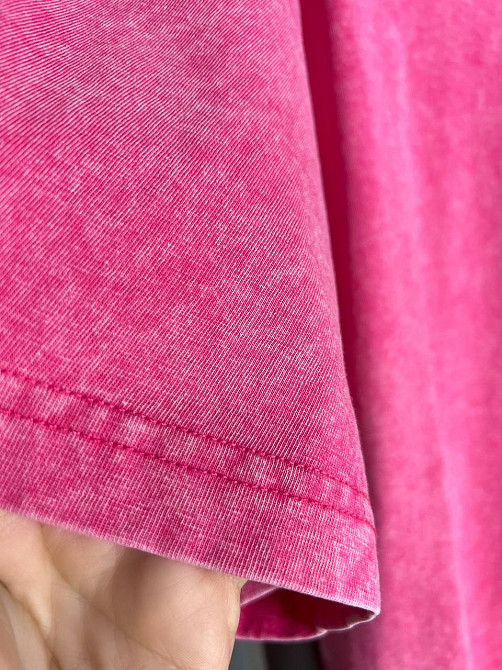 Футболка жіноча A-N 48020 базова оверсайз подовжена вільний крій варена тай дай one size, рожевий, one size Київ - фото 14