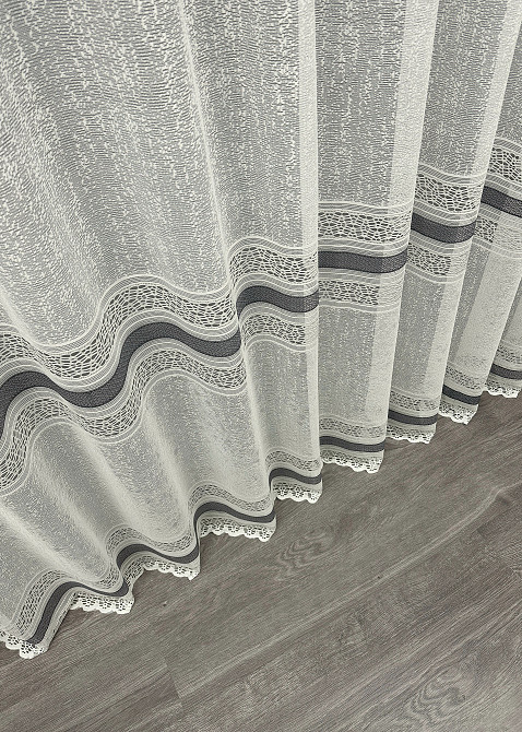 Тюль VR-Textil 1551т Bari Жакард Молочний з сірим 250х270 см (42-1421) Київ - фото 8