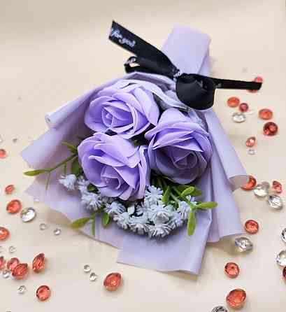 Мило-букет "Троянда" Рожевий Фіолетовий Сміла